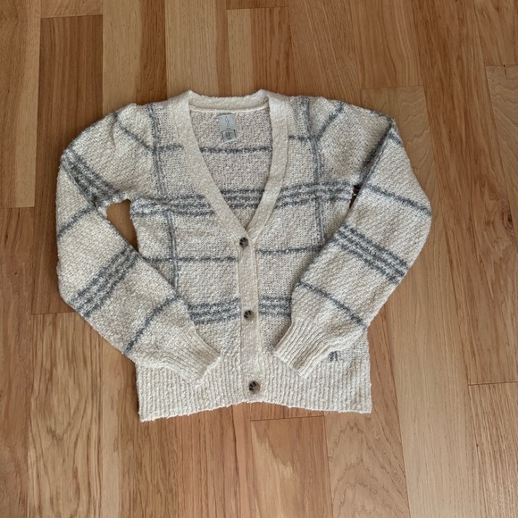 Sweaters - Joie Windowpane Boucle Knit Princess Sleeve Wool Blend Cardigan Sweater Size XS